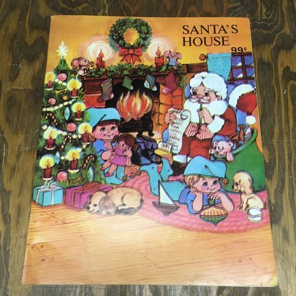 Office Vintage 1986 Landoll Santa House Coloring Activity Book